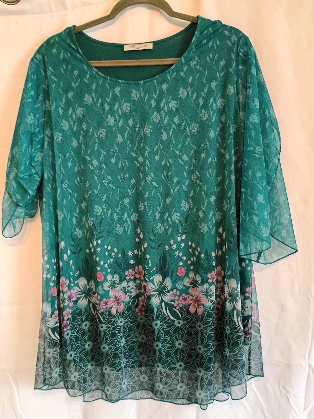Sese Code Women’s Teal Floral Blouse Size 3xl
